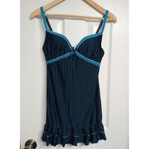 Black with Blue Striped Lingerie 36B